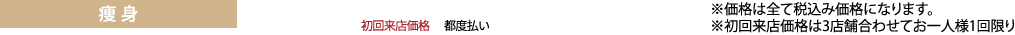 痩身コース　※価格は全て税抜き価格になります。
※初回来店価格は3店舗合わせてお一人様1回限